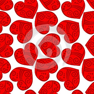 Seamless tribal red Hearts Background