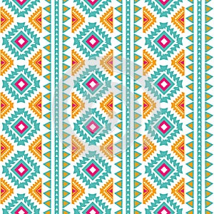 Seamless tribal vertical ethnic pattern Aztec abstract background Mexican texture in bright pink orange colors vector
