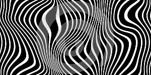 Seamless trippy psychedelic wavy warbled retro vertical zebra stripes pattern