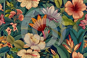 seamless tropical floral background, flower design