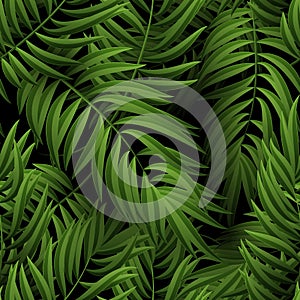 Seamless tropical jungle floral pattern with palm fronds. illustration.