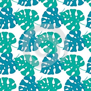 seamless tropical leaf pattern and background vector illustration