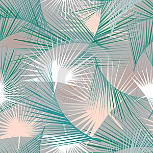 Seamless tropical pattern with green palm leaves. Jungle texture. Perfect for wallpapers, pattern fills, web page backgrounds.