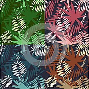 Seamless tropical pattern. Leaves palm tree illustration. Modern graphics.