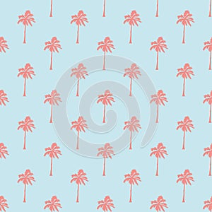 Seamless tropical pattern with palm trees. Vintage background. Forest, jungle. Abstract nature hand drawn background