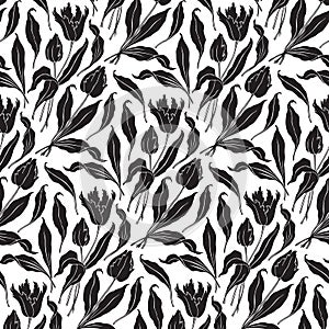 Seamless tulips pattern (vector)