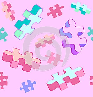 Seamless tumbling puzzle autism pattern