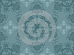 Seamless turquoise floral wallpaper