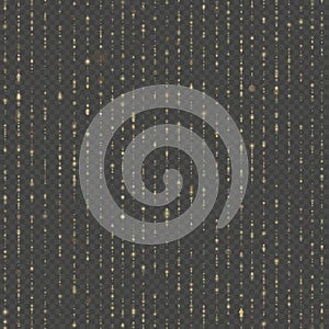 Seamless unique gold rain bokeh. Sparkling lines of shimmering lights. Glitter threads. Holiday garland lights or