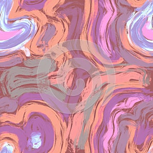 Seamless unusual abstract background of smooth lines in pastel harmonious faded colors