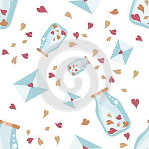 Seamless Valentine background. Tile love pattern. Vector illustrated sweet wrapping paper texture