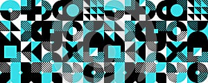 Seamless vector abstract background in blue color, geometric seamless pattern, tiling endless wallpaper with geometrical shapes