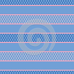 Seamless vector abstract horizontal stripes pattern in blue and pink