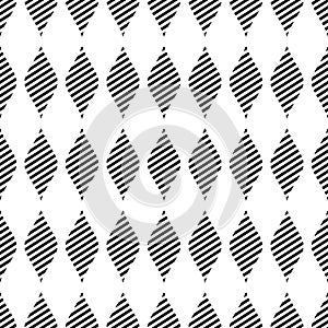 Seamless vector abstract pattern. Black and white symmetrical geometric repeating background with decorative rhombus.