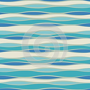 Seamless vector abstract pattern with mosaic waves in blue-green colors. Colorful endless wavy background