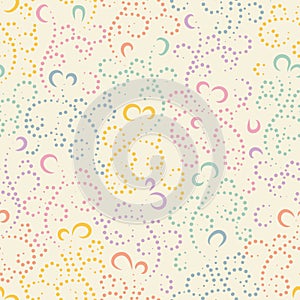 Seamless vector abstract pattern ornate floral ornament based on traditional asian art in pastel colors on light background.