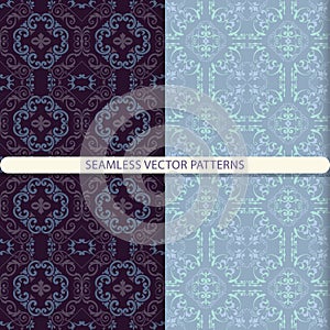 Seamless vector abstract patterns with ornamental pattern. Oriental pattern. Arabic pattern. Damask pattern. Print for tiles. Prin