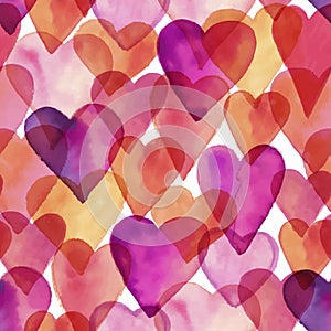 Seamless vector artistic design watercolor love pattern photo