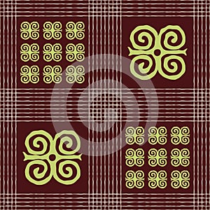 Seamless vector authentic fabric pattern with african adinkra symbols