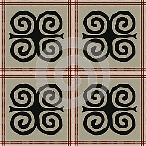 Seamless vector authentic fabric pattern with african adinkra symbols