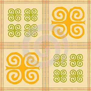 Seamless vector authentic fabric pattern with african adinkra symbols