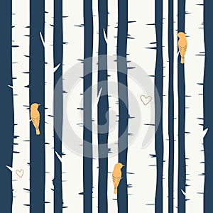 Seamless vector background with birch forest