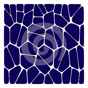 Abstract deep blue and white geometric voronoi background. Polygonal Mosaic.