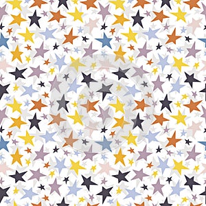 Seamless vector background with colorful stars