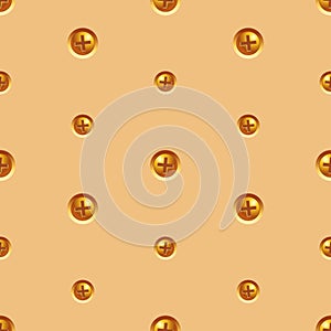 Seamless vector background of gold screws on metal board