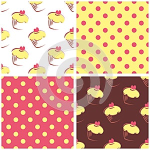 Seamless vector background set with polka dots and