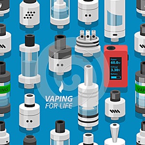 Seamless vector background vaping atomizer electronic cigarette