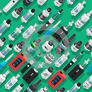 Seamless vector background vaping atomizer electronic cigarette
