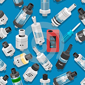 Seamless vector background vaping atomizer electronic cigarette