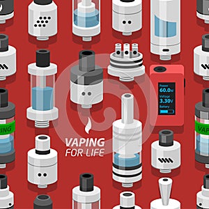 Seamless vector background vaping atomizer electronic cigarette