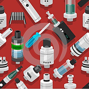 Seamless vector background vaping atomizer electronic cigarette