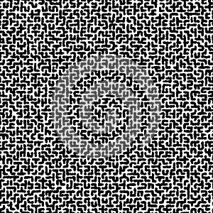 Seamless vector black and white texture of uneven labyrinth. Black and white hand-drawn pattern.