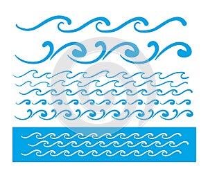 Seamless vector blue wave line pattern