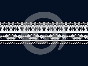 Seamless vector border with indian ornament. seamless template in swatch panel