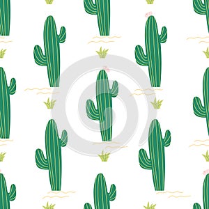 Seamless vector cactus pattern. Hand drawn illustration.
