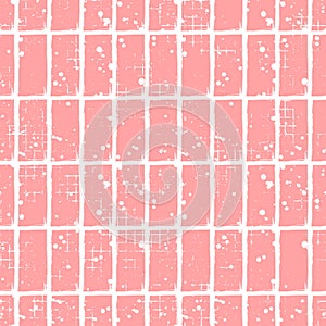 Seamless vector checkered pattern. Creative geometric pastel background with rectangles. Grunge texture with attrition, cracks and