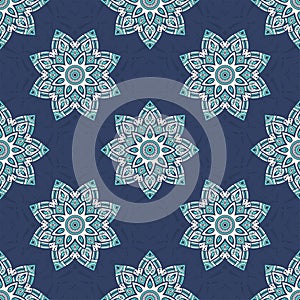 Seamless vector color pattern with mandala. Abstract oriental mandala background. Vintage decorative elements