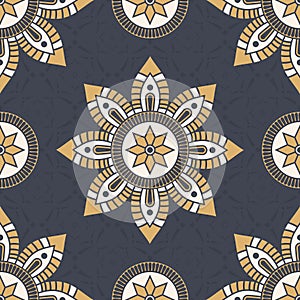 Seamless vector color pattern with mandala. Abstract oriental vector color mandala background.