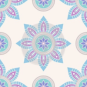 Seamless vector color pattern with mandala. Abstract oriental vector mandala background. Vintage decorative elements.