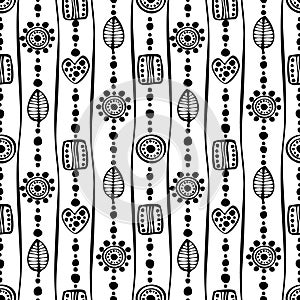 Seamless vector decorative hand drawn pattern.