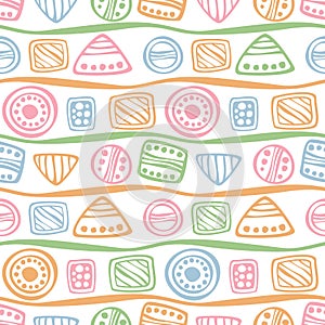 Seamless vector decorative hand drawn pattern.