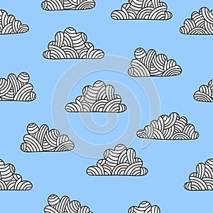 Seamless vector doodle clouds pattern