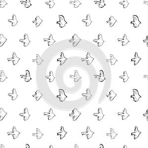 Seamless vector doodle pattern with black birds.