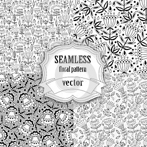 Seamless vector floral pattern collection