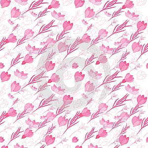 Seamless vector floral pattern with crocus flowers