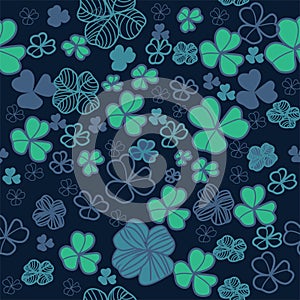 Seamless Vector Floral pattern design. Blue Clover Leaves pink, for fabric, textile, gift wrapping, wall paper